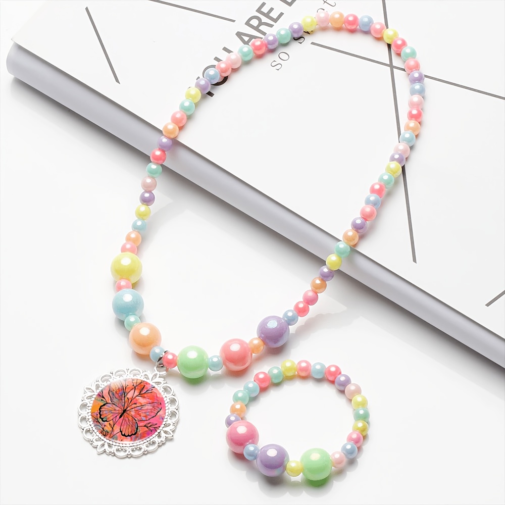 2pcs Butterfly Women's Necklace & Bracelet Set, Random Colors